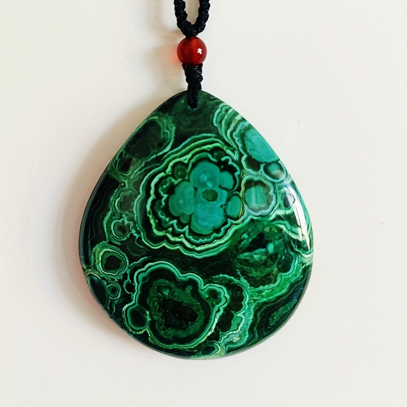 Image of Funaya 1pc Crystal Malachite Gemstone Stone, Natural Malachite Stone With Pendant, Women's Accessories, Festival Gift