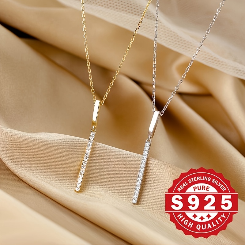 Women's S925 Silver Necklace with Zirconia Inlay