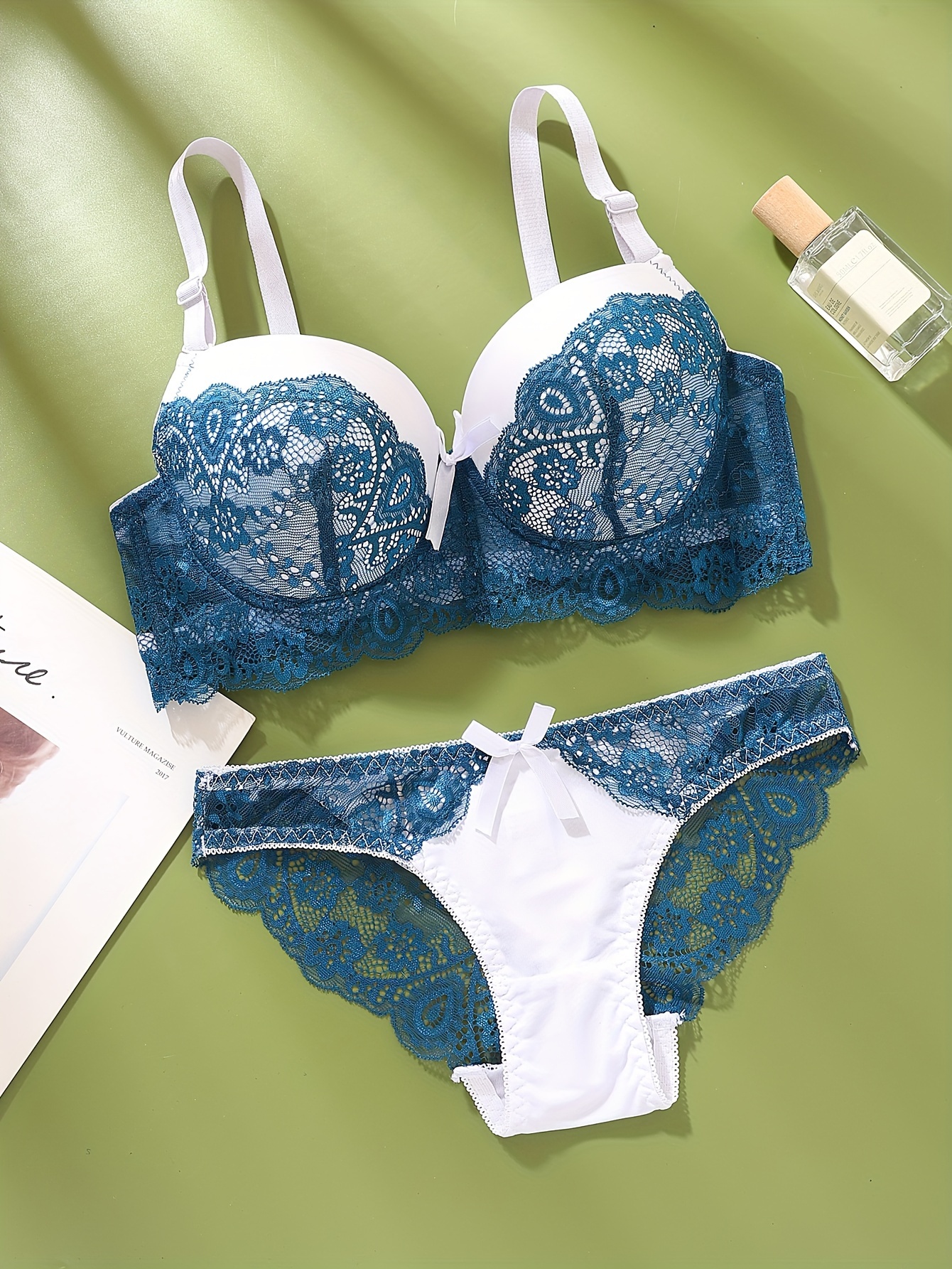 romantic fashion womens bra set gathered lace contrast - Temu United Arab  Emirates