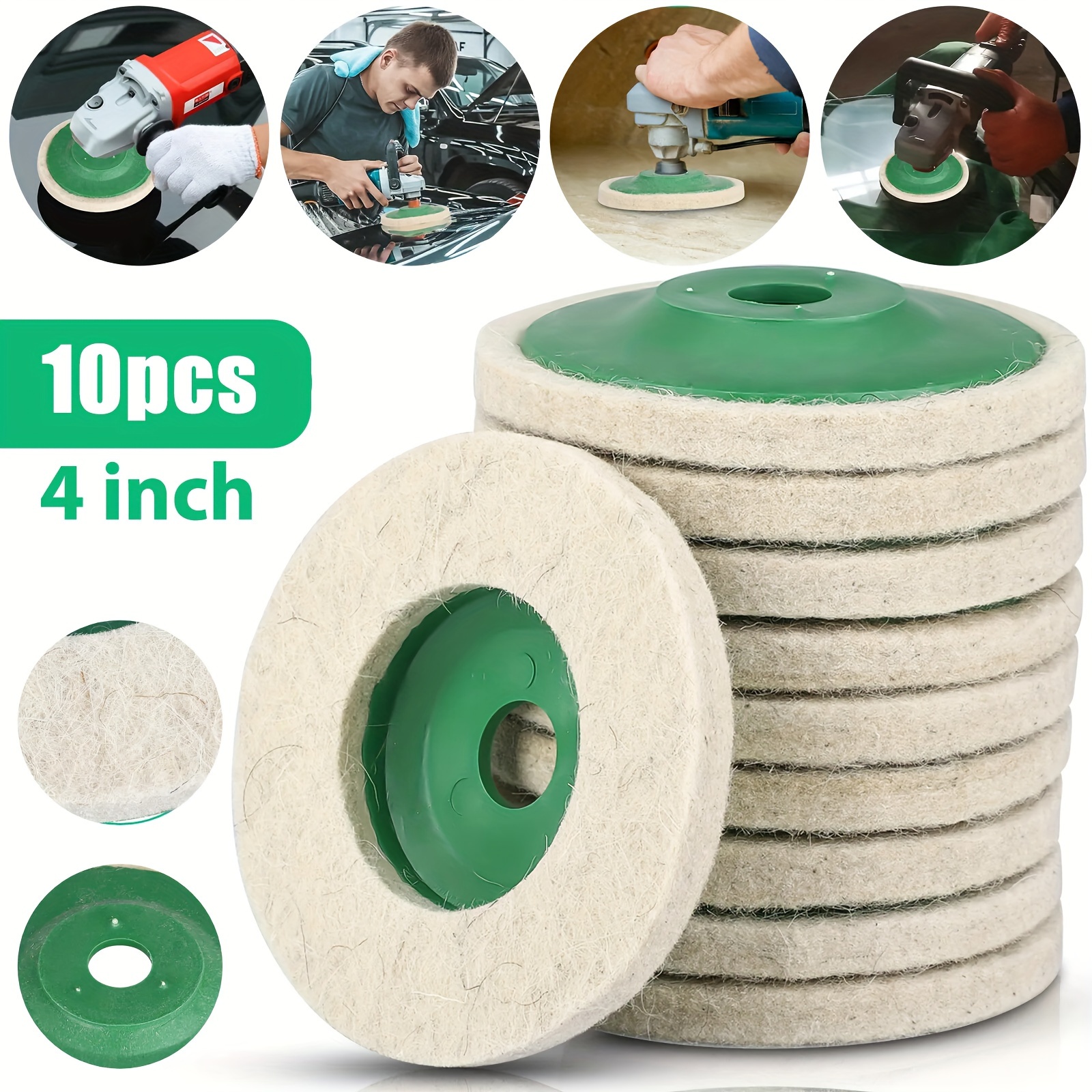 

10pcs 4 Inch Felt Polishing Wheel Disc, Polishing Wheel, Industrial Felt Disc , For 100 Angle Grinder