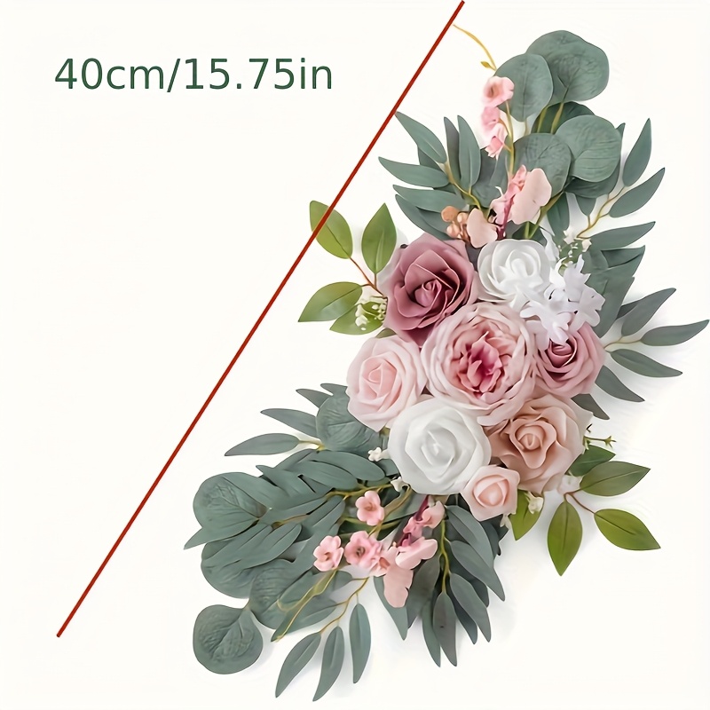 Wedding Arched Flowers, Artificial Grey Roses, Wedding Welcome Sign Decorations And Arched Flowers For Wedding Receptions (grey Roses And Blush)