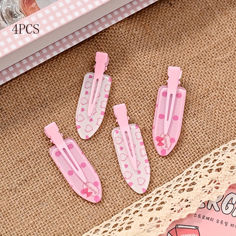 TEMU 4 pezzi Fermacapelli assortiti versatili a rosa a cuore senza cuciture, fermagli laterali