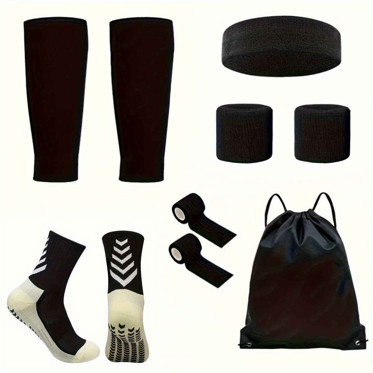 

Kit d'Entraînement de Football Professionnel 6pcs pour - Sac à Dos à Cordon, Bandeau, Chaussettes Athlétiques, Couvre-Jambes & Brassards