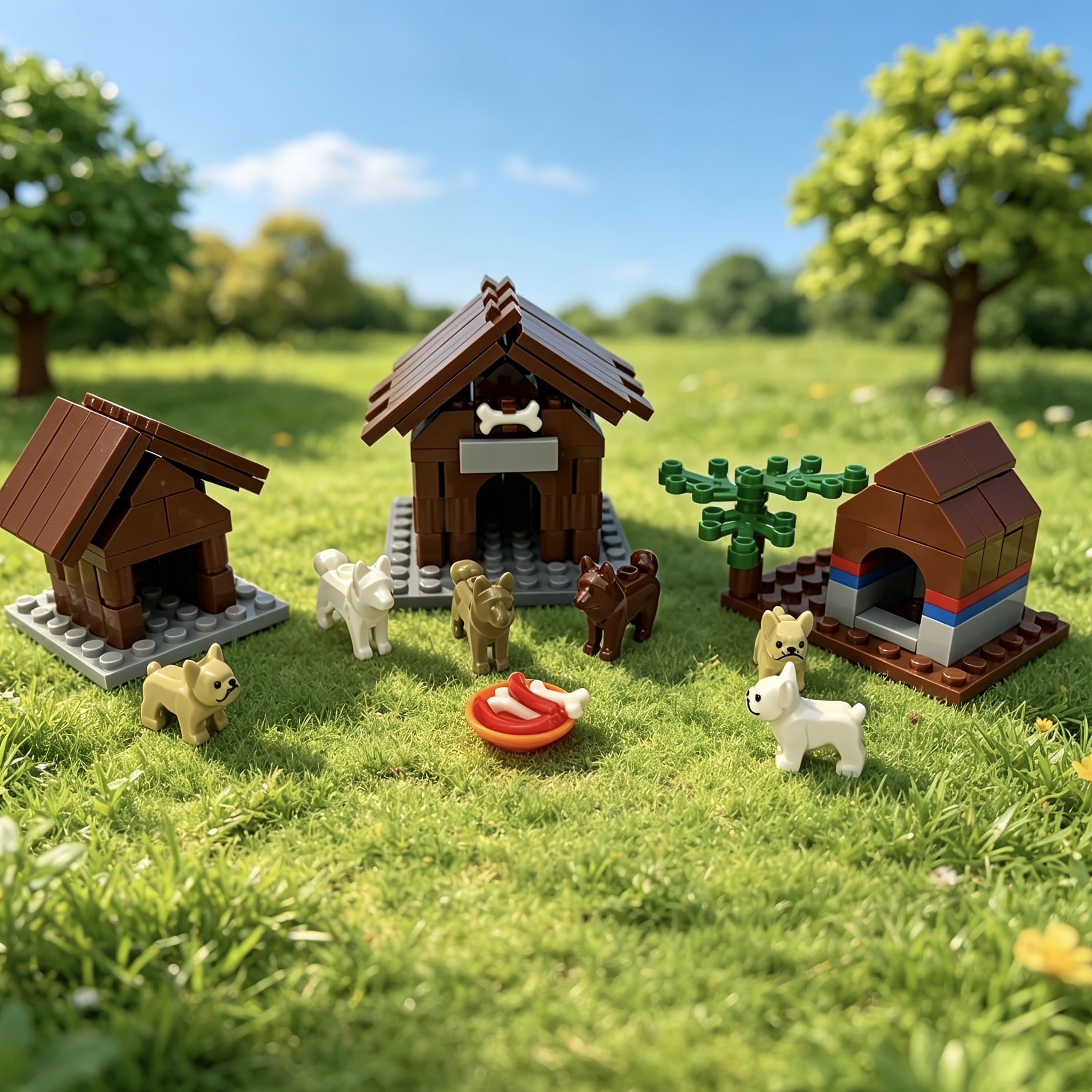 MOC Small Granule Building Blocks Toy, Creative Doghouse Scene