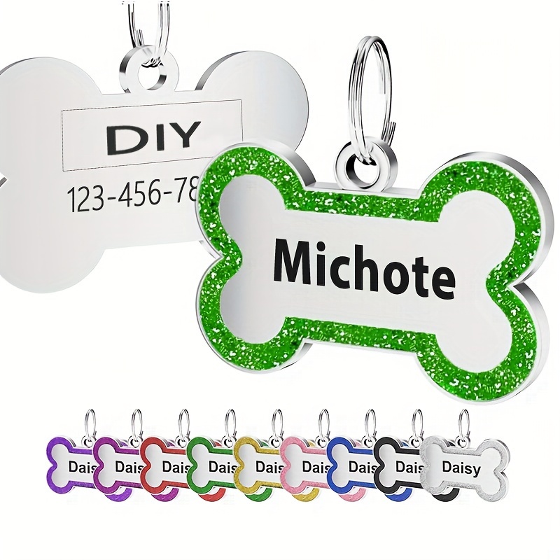 

Customized Pet Id Tags With Personalized Information On Bone-shaped Tags, Engraved Dog Tags On , Cat Id Tags For Pet Collars.