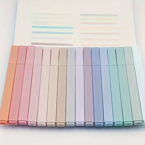 15 pastel highlighter pen set design impermeable and non blooming plastic material suitable for hand accounting office note taking learning tools