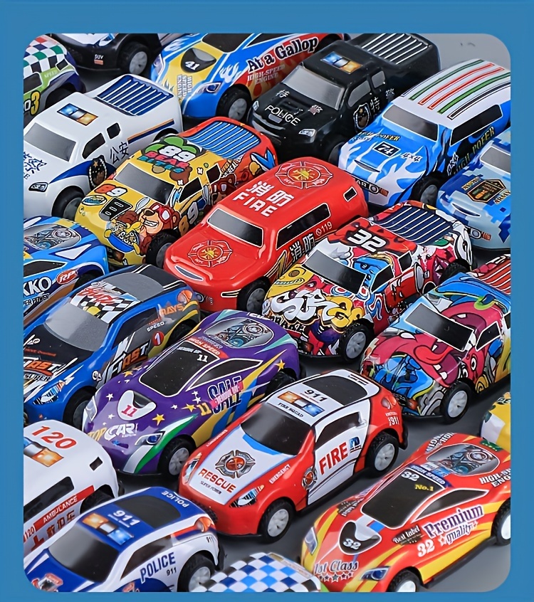 50 piece diecast toy cars set with storage case and foldable play mat return force function metal vehicles colorful assortment educational and for kids ages 3 and up details 12