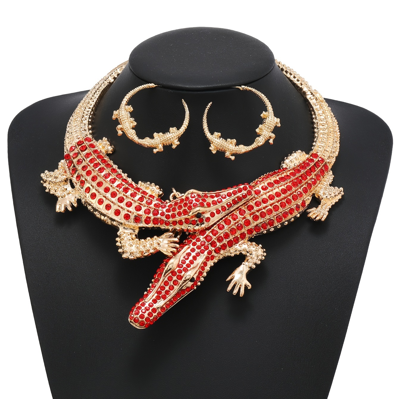 

2 Piece Set, Necklace+earrings, Thanksgiving Christmas Gift, All Crocodile Punk Animal Necklace, Women's Party Casual Ball Decoration Clothing Accessories, Collar