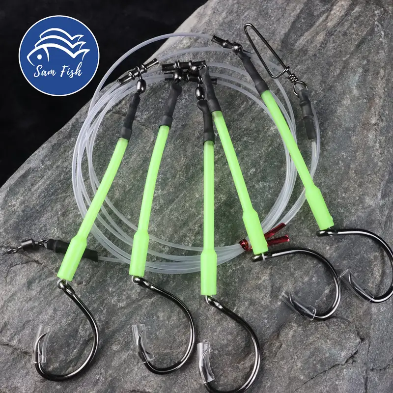 Deep Drop Fishing Rig 5 Demon Circle 6/0 Hooks with Glow Sleeve Deep Drop * Rig Deep Drop Fishing Rig 5 Demon Circle 6/0 Hooks with Glow Sleeve Deep Drop * Rig