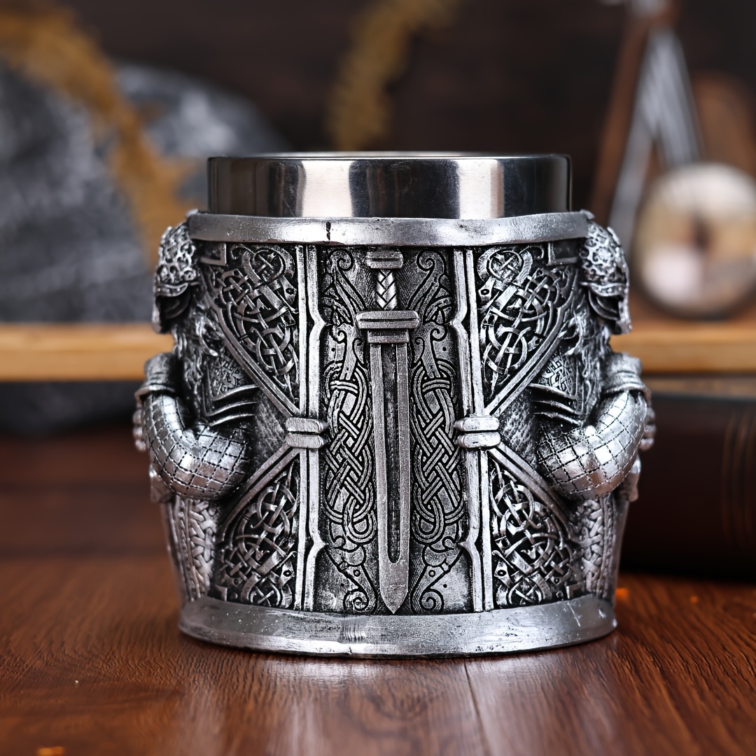stainless steel beer mug 3d viking   design insulated coffee cup for cold drinks perfect christmas gift viking era wine glass powerful and domineering details 3