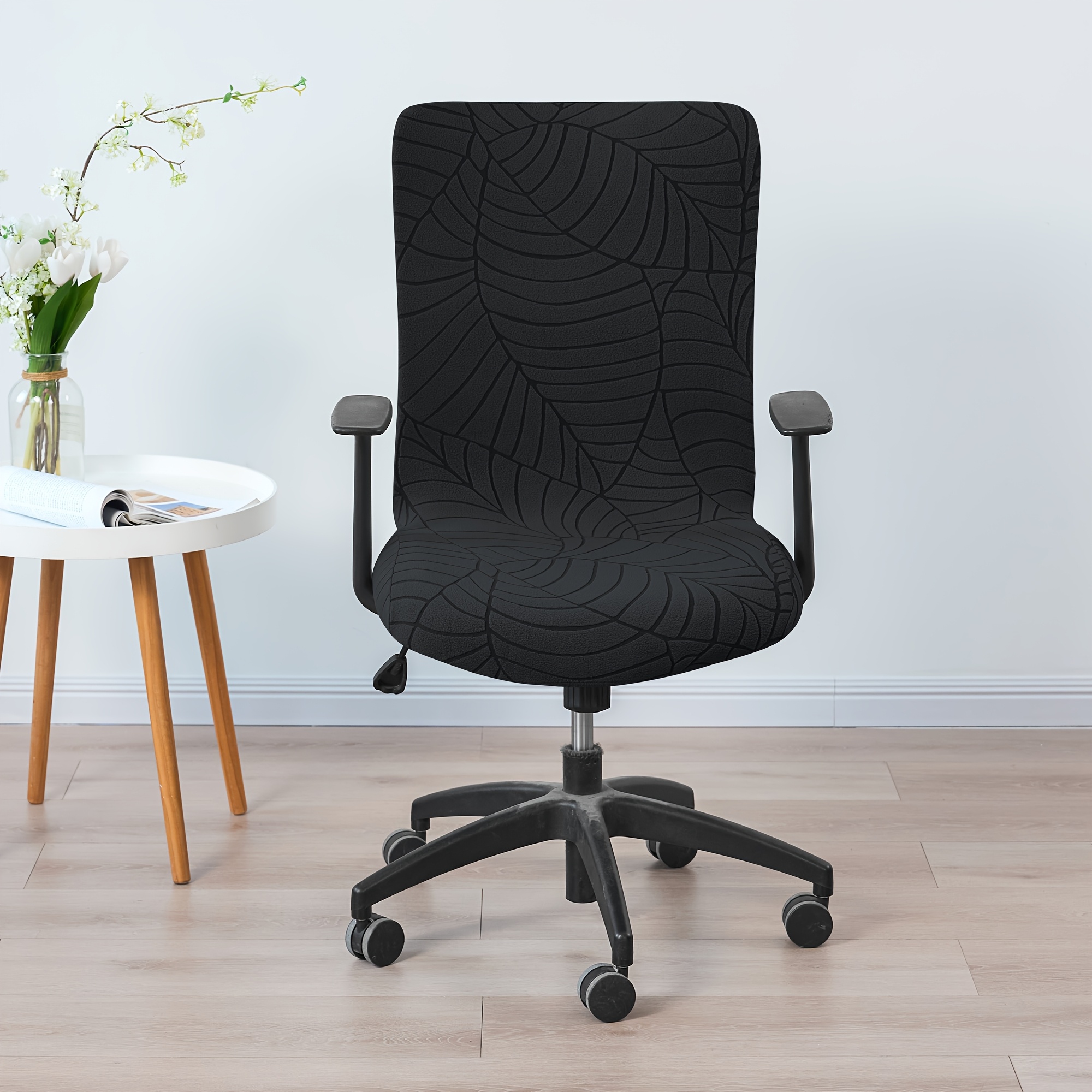 TEMU 1 para silla de oficina de forro polar con jacquard de hojas, protector de silla de oficina todo en uno (no aplicable para sillas de estilo de
