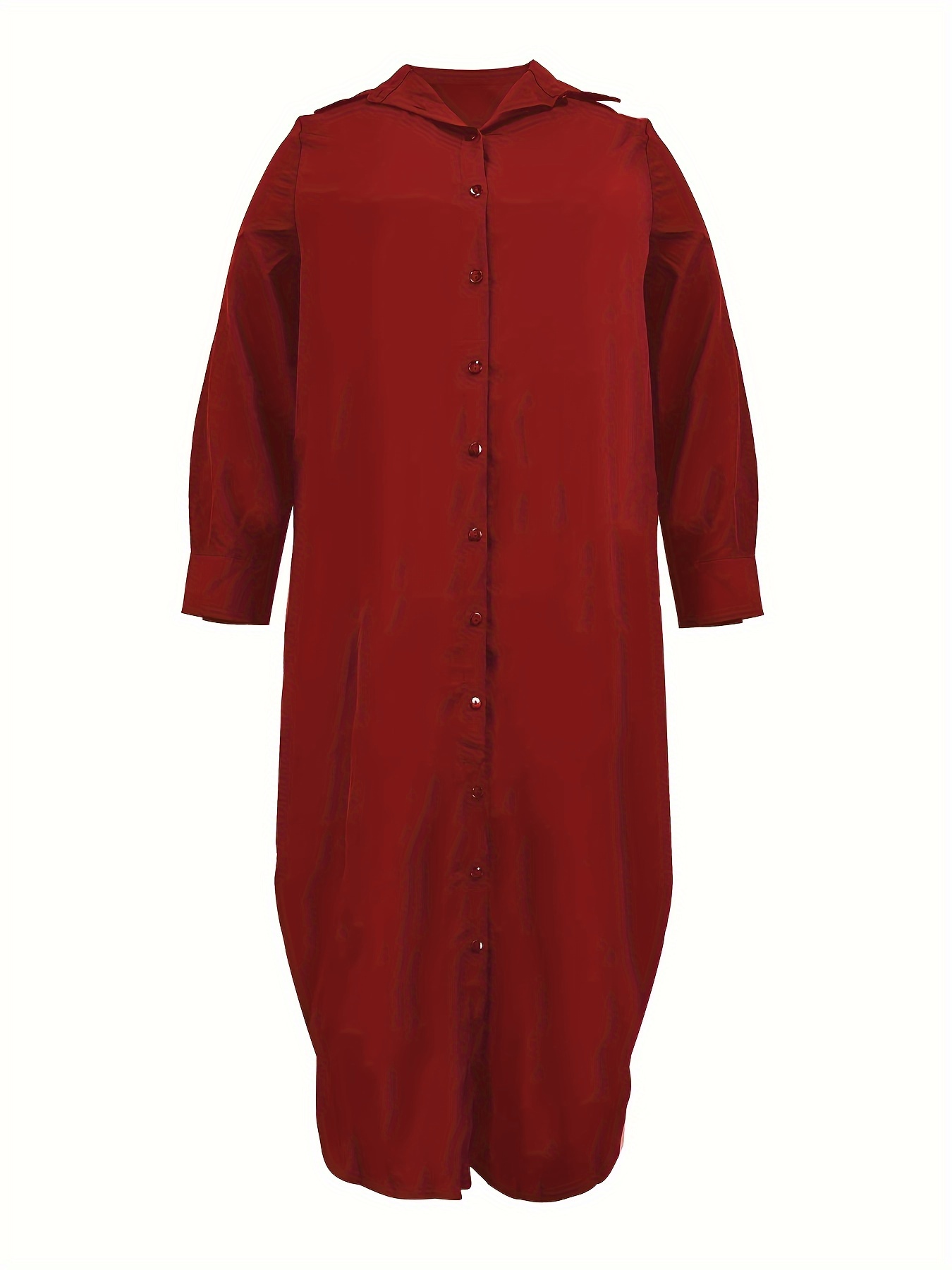 plus size burgundy shirt dress Anne Klein Plus Size Stand-Collar Tiered Cotton Shirtdress - DARK Chocolate