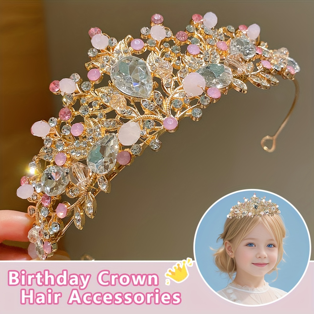 TEMU Lemon Crown Headband For Girls - Sparkling Rhinestone, Alloy, Multicolor - Birthday Parties &