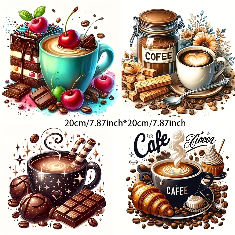 Coffee-themed Stickers That 4 Designs, Perfect For Projects, Made From Removable Vinyl