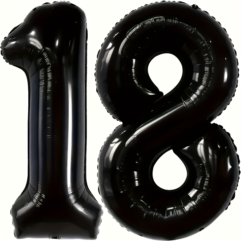 2pcs/set, Giant 32-inch Black/ Balloons With 1 And 8, Suitable For 18th Birthday Parties, Gatherings, Engagements, Weddings, Anniversaries, Celebrations, Decorations, And Photo Props.