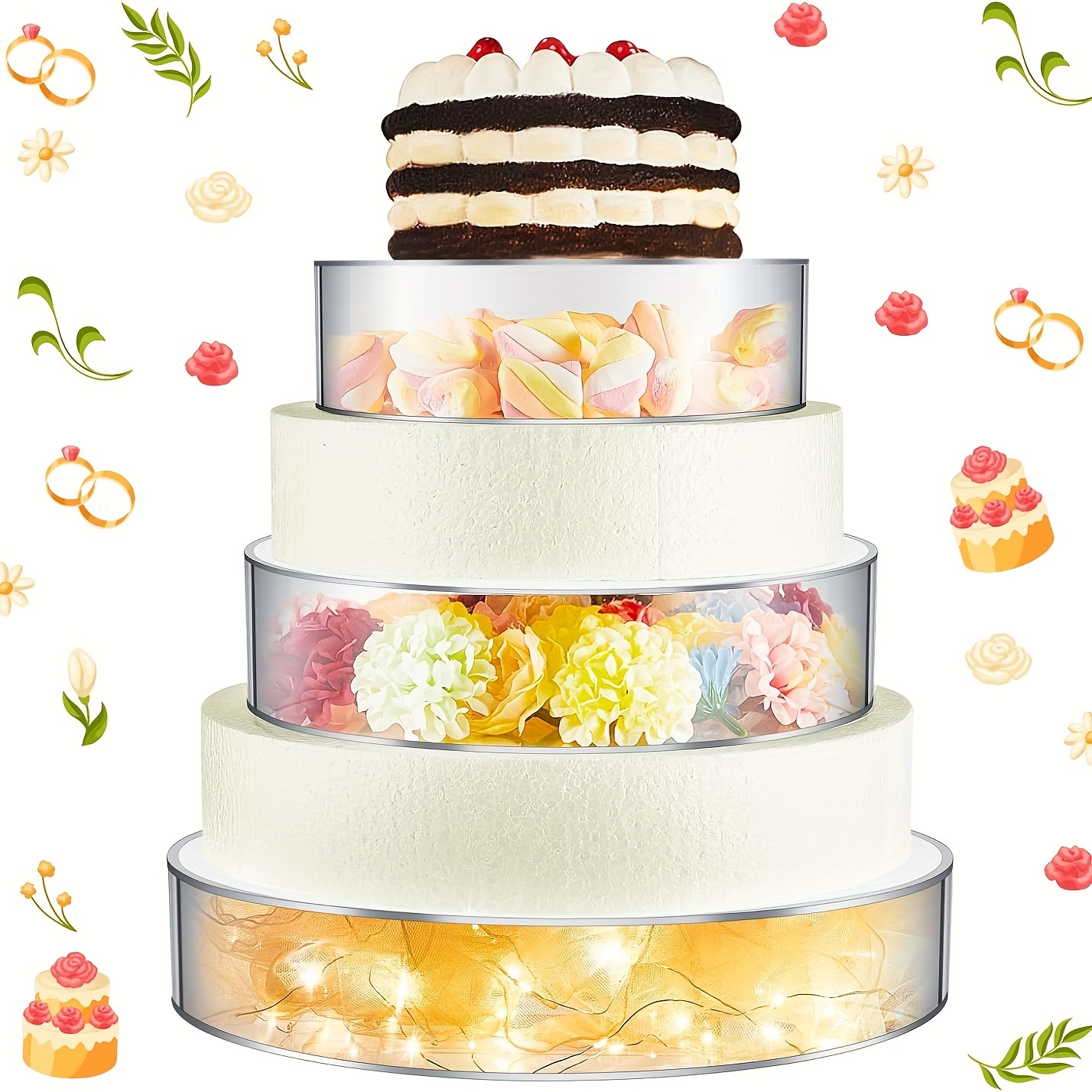 

Support à Gâteau Élégant en Acrylique de 1.97" de Hauteur - Transparent, Empilable pour , Anniversaires & Fêtes - pour la Décoration de Table & Fournitures de Fête