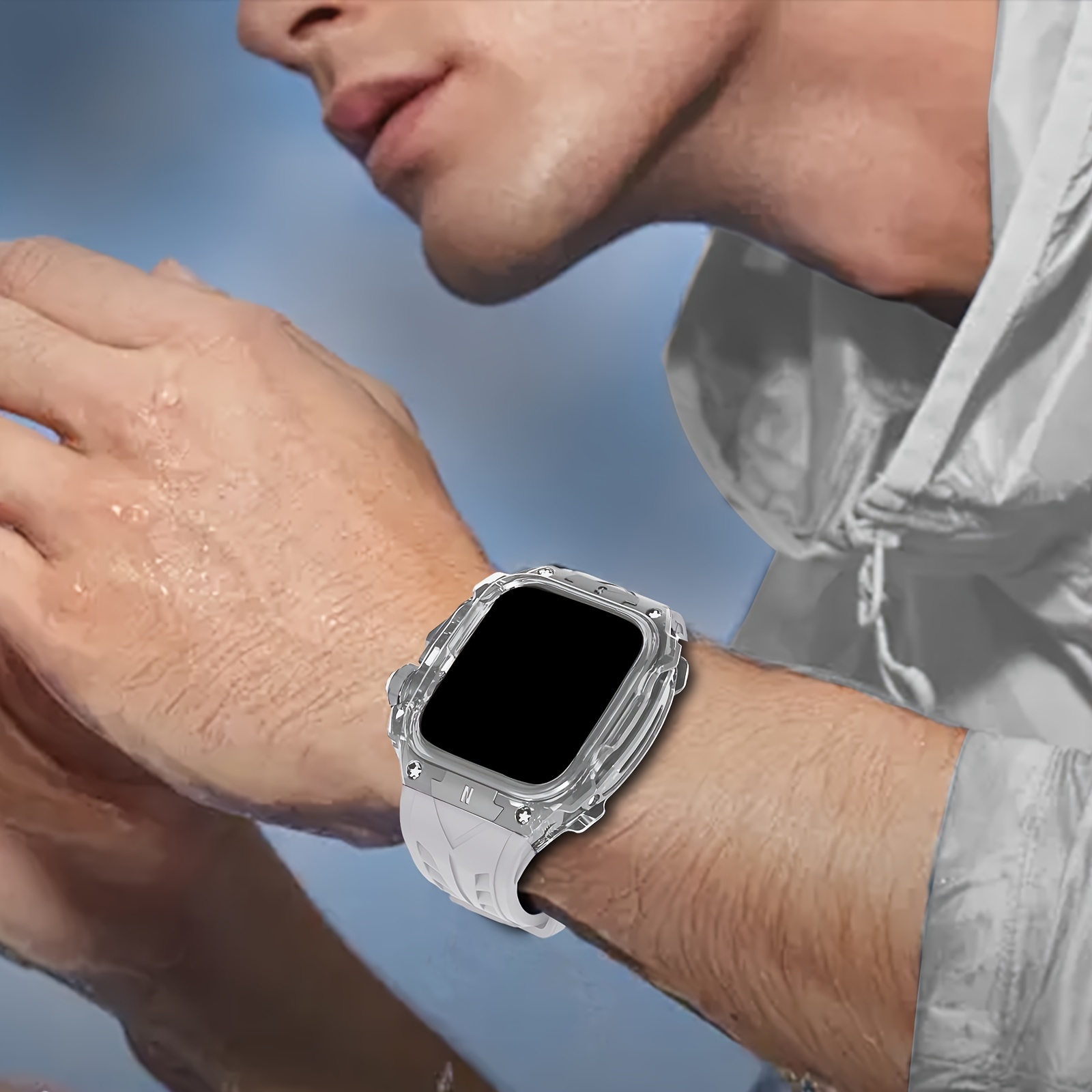 Ultra 2 Series Rugged Case & Band Combo for iWatch - Durable Protective Cover, Fits 49mm Bands, Design, Sport Series, 46mm, Men Women Strap