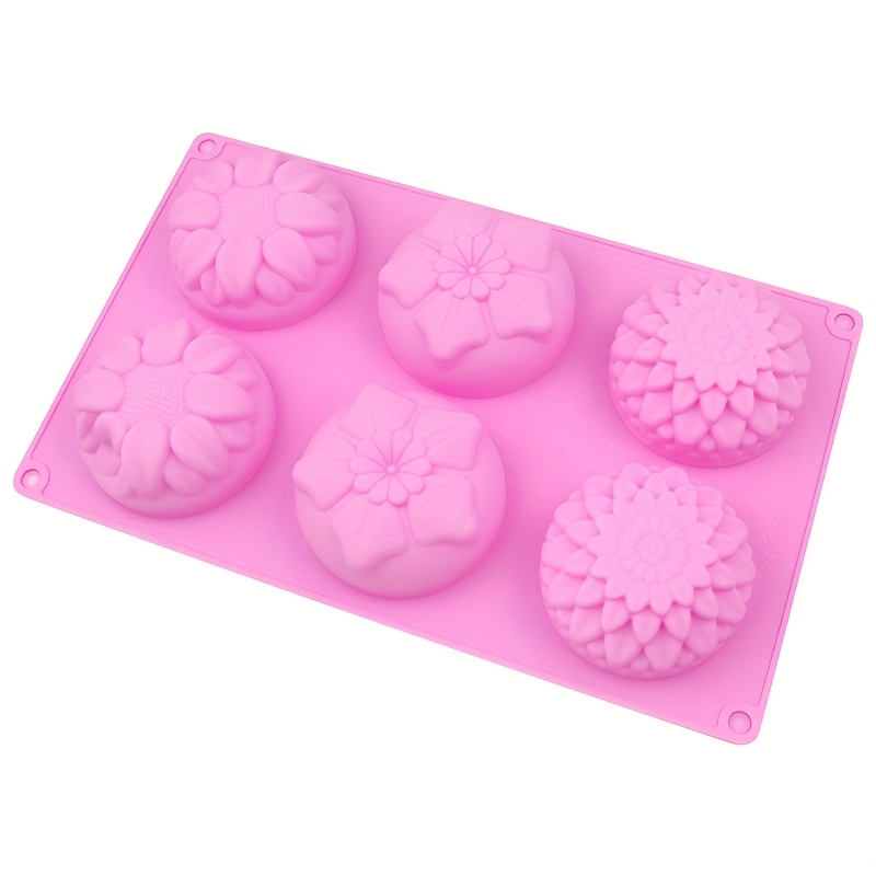 6- Silicone Mold Set, 3d , Round Shape, Manual Diy Baking Cake Mold, & Mooncake Molds, Perfect For Valentine's Day Crafting And Desserts