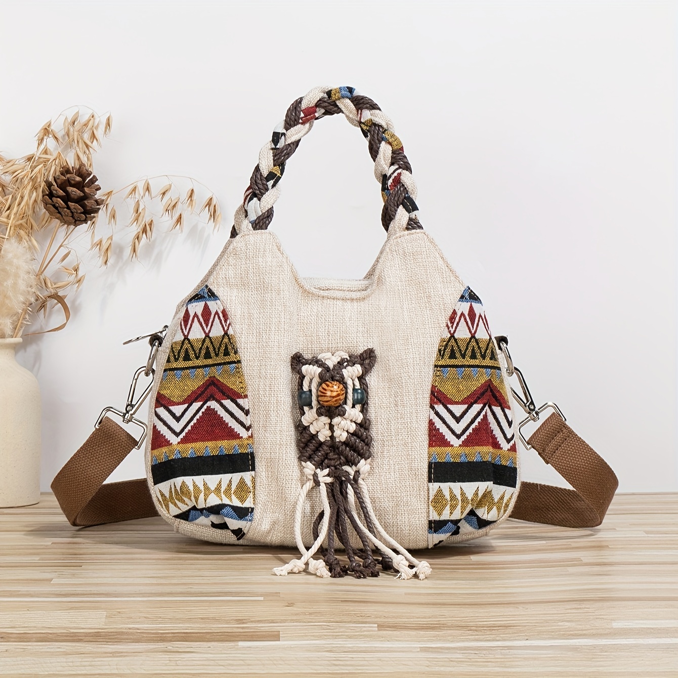 

Bohemian Ethnic Style Ladies Fashion Dual-purpose Handbag, With Multiple Compartments, Shoulder Crossbody Bag