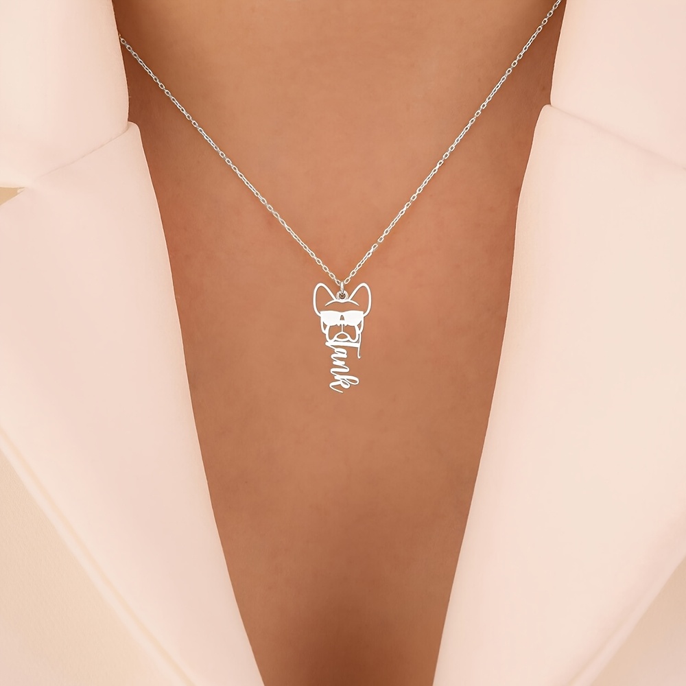 Custom French Bulldog Name Pendant Necklace