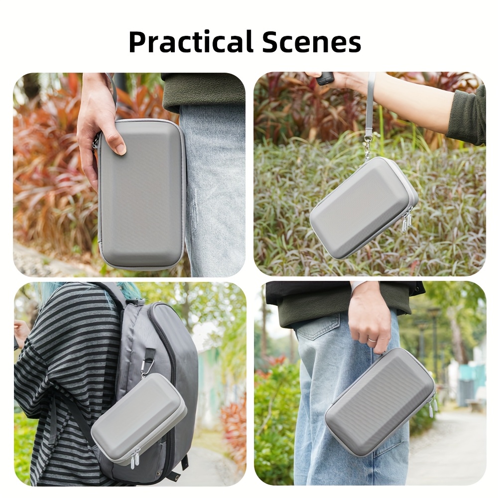 mobile 7 7p portable storage bag lightweight pu carrying case for gimbal accessories sd cards gray details 4