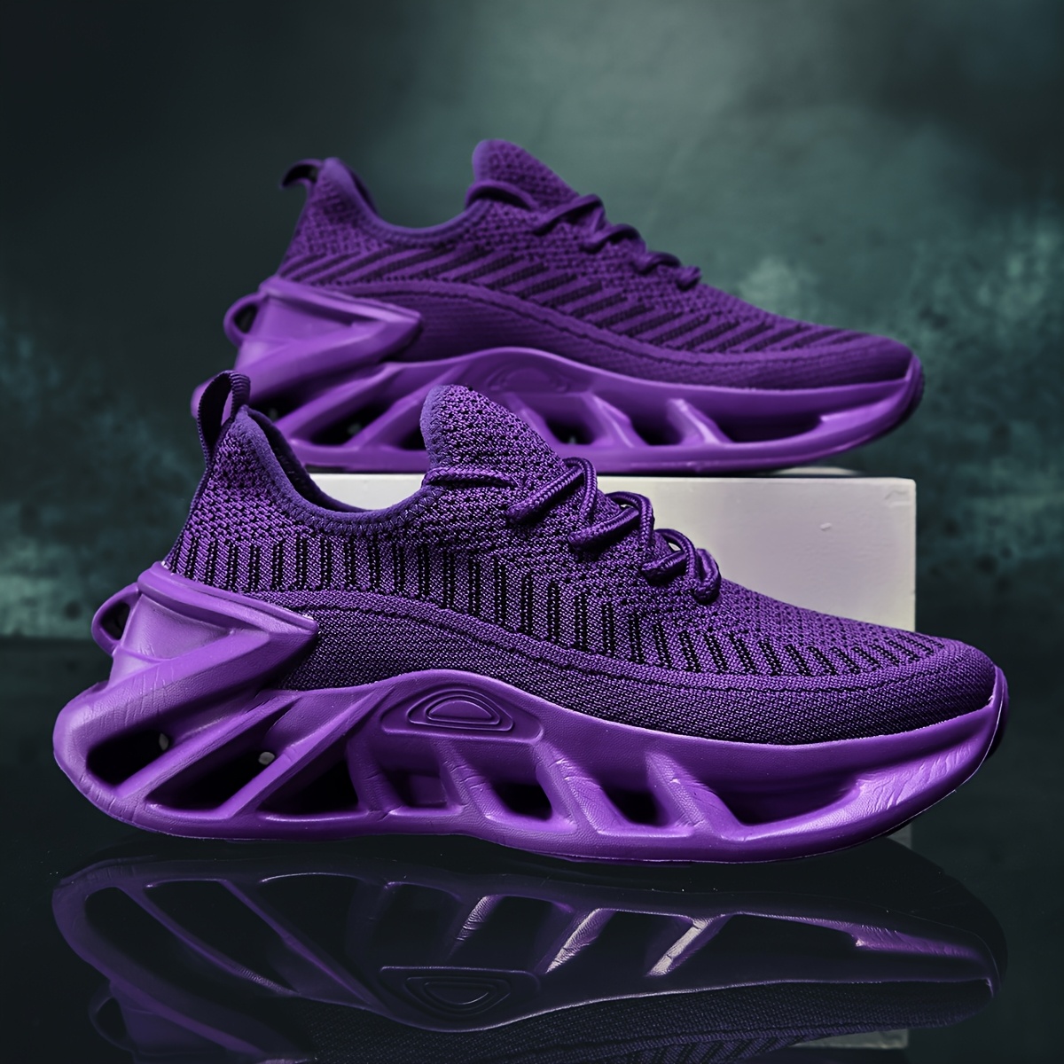 

Warehouse Women's Breathable Blade Running Shoes - Lightweight, Non-slip Fashion Sneakers For Tennis, Walking, Gym & Sports - Purple Knit Upper With Eva Sole, Lace-up Closure