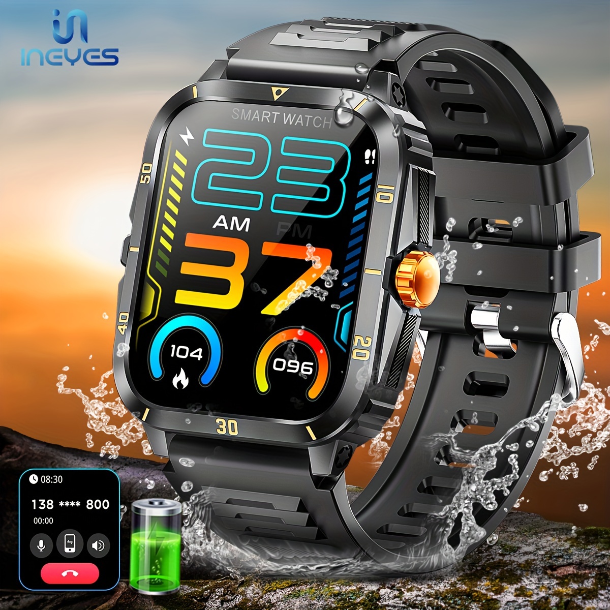 Reloj inteligente con pantalla táctil de acero inoxidable con frecuencia  cardíaca, GPS, NFC y notificaciones de teléfono inteligente, Connected