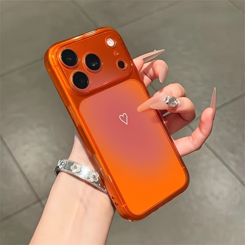TEMU Phone Case: Phone Case - 1 Pink Smudged Heart Drop-proof Soft Protective Case, Suitable For Iphone 17/16/15/14/13/pro/pro , Ins-style Gentle