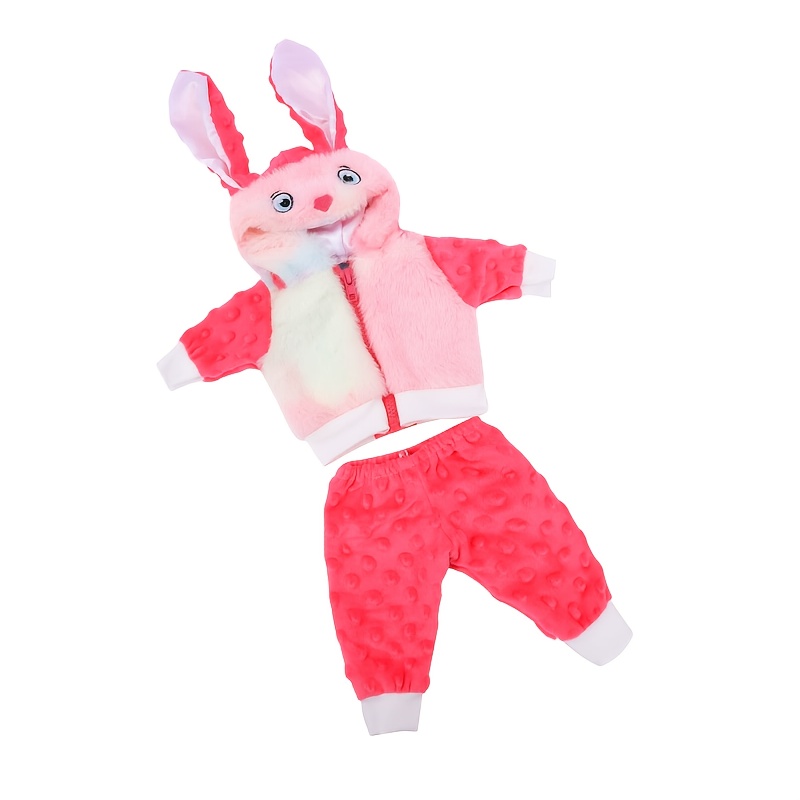 2 Adorable Outfits For Dolls, Excluding Themselves, Suitable For Boys And Girls. Outfits Colors And Feature Cute Animal Patterns