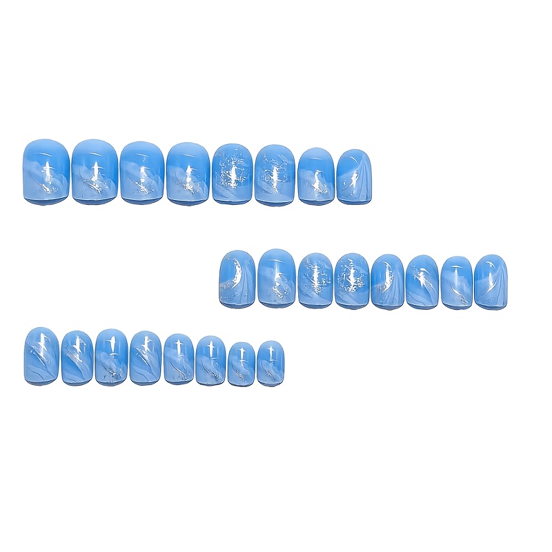 TEMU 24pcs Fresh And Elegant Gradient Nail Art Press-on Nails, Removable Nails, Fashionable Short Square Nails For Women, Reusable Press-on Nails,