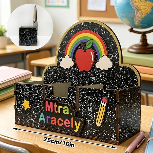 1pc personalized name teacher desk organizer pen holder and note holder is a classroom deco tion pen holder with ow pattern classroom desk sto ge and deco tion items a gift for teachers on teachers day