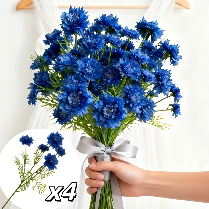 4pcs-20 Artificial , Heads Per Branch, Suitable For Valentine's Day, Decoration, Table Decoration Flowers, For Outdoor Decoration, Parties And Festive Events, Outdoor Artificial Flowers