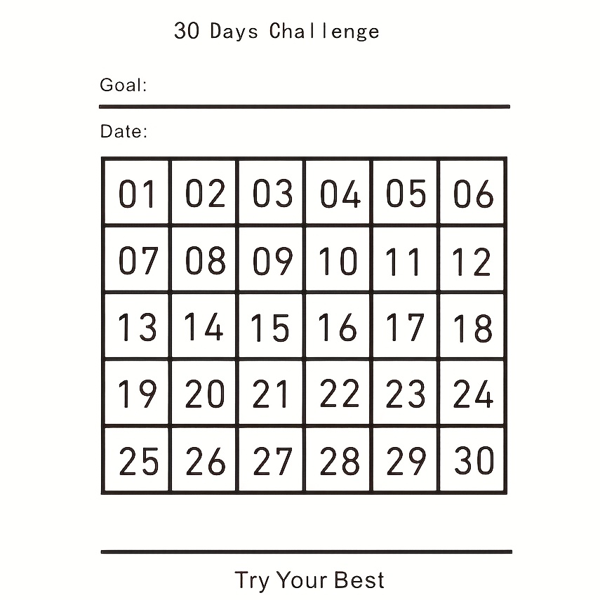 30-day Goal Challenge Sticky Notes - Daily Task Organizer, Layout, Clear Goal For Office & Home Use, Paper Material, Task Organization | Floral Decoration | Paper Construction