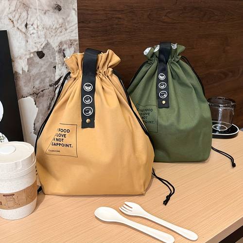 lunch box tote bag with drawstring closure insulated bento does not contact food non food contact