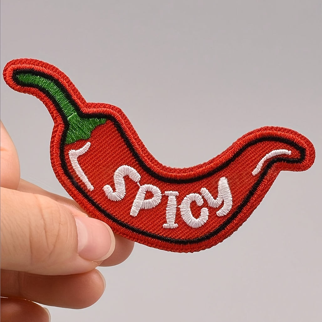 TEMU 1pc Chili Pepper Pattern Embroidery Iron-on Patch, Fun Embroidery Iron-on Patch, For Clothing, Jeans, Backpack