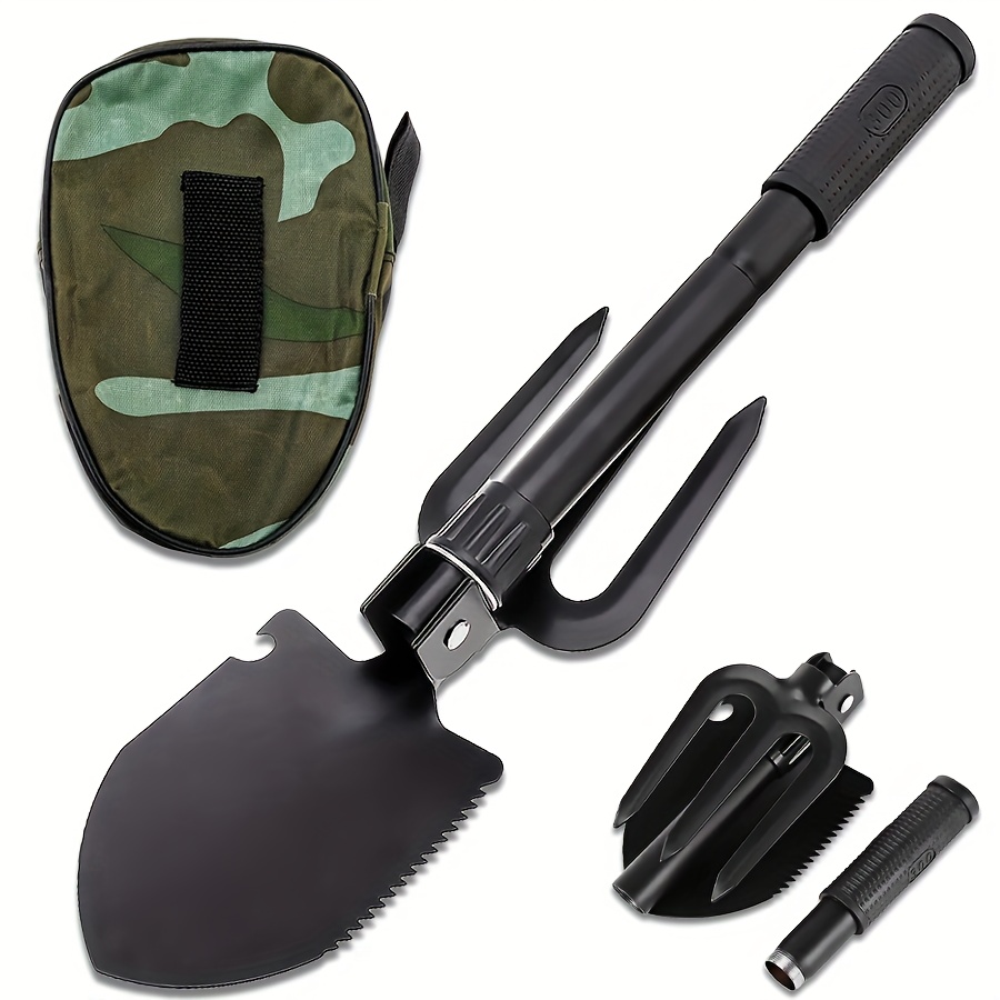 16-inch Folding Camping Shovel, Versatile Car Emergency Hiking Camping Beach Shovel With Portable Bag (black)