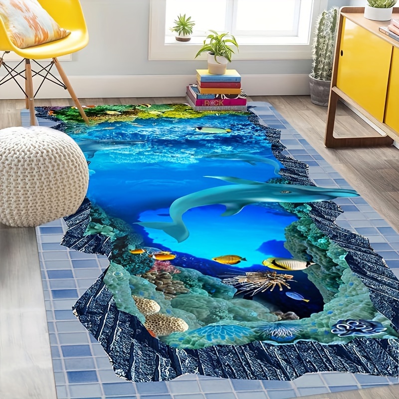 1pc Alfombra Baño Niños Ballenas Delfines Alfombra - Temu Mexico