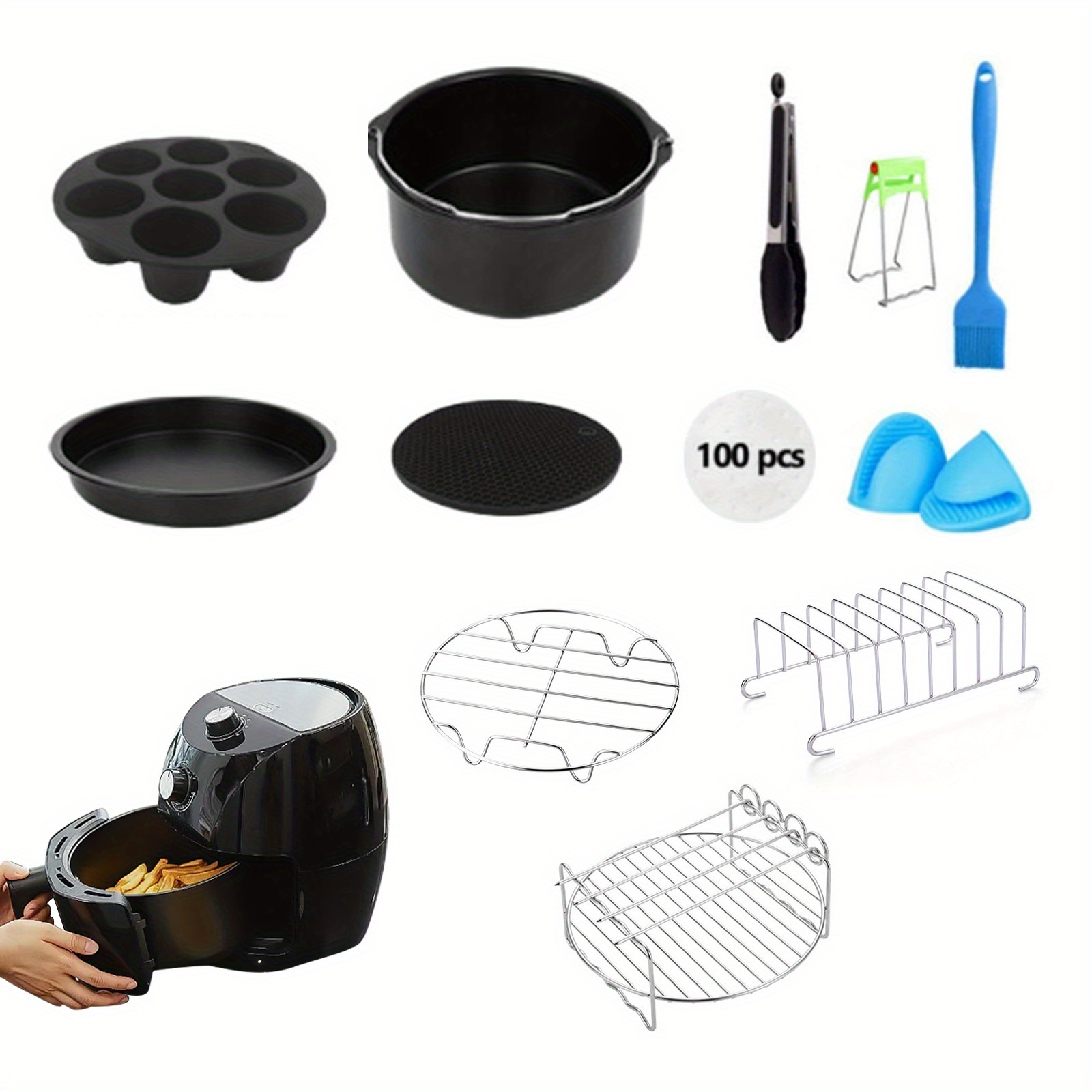 set of additions specifically for air fryers it   a baking basket pizza pan and stainless steel multi layer rack providing   to   expand your cooking space and unlock a   of   Product details 1