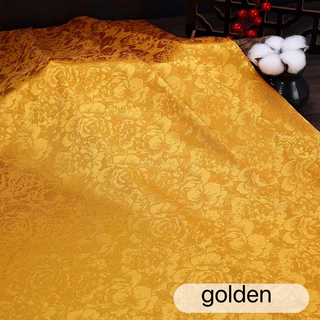 TEMU 50cm X 70cm (19.69in X 27.56in) / 100cm X 70cm (39.37in X 27.56in) Peony Pattern Jacquard Satin-like Fabric, For Cosplay Costume Making, Diy
