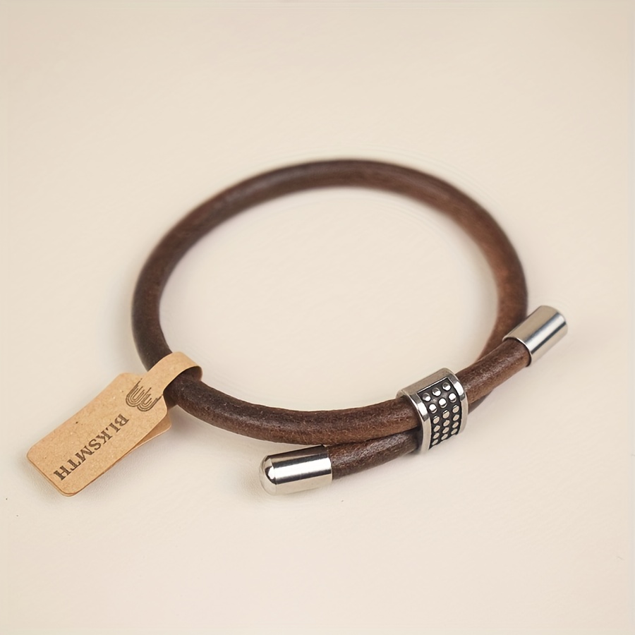 E-shop BLKSMTH 5 mm dickes modisches Armband aus echtem Rindsleder im Vintage-Wild-Stil mit einstellbarer Größe