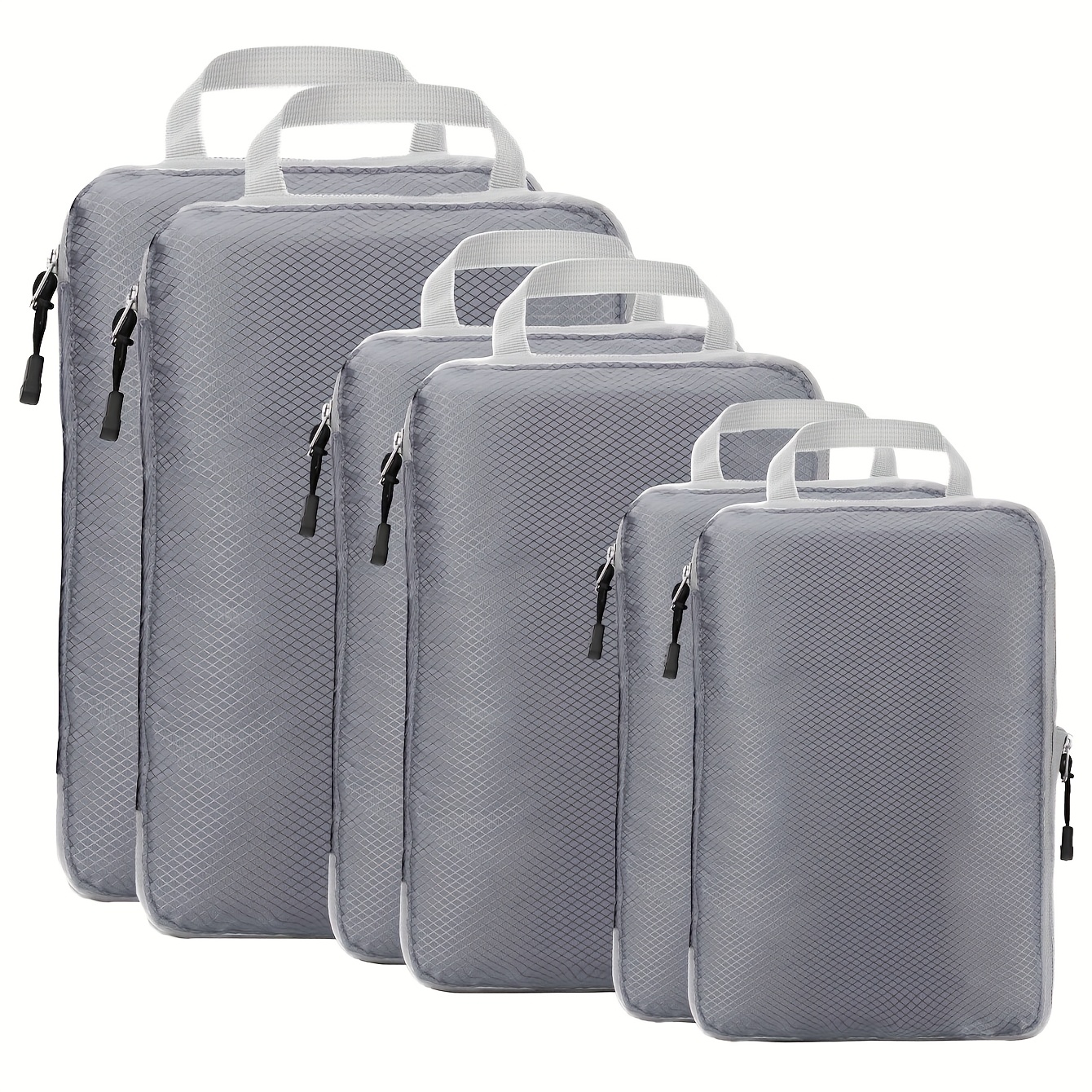 TEMU 6pcs Compression Storage Bags With Zipper Closure & Carry Handles - Durable Polyester Travel Organizers For Clothes, Toiletries, Accessories -