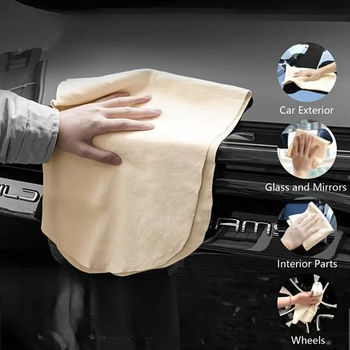 1pz asciugamano per auto in pelle di premium - ultra assorbente, senza & resistente allo sbiadimento alternativa alla camoscia - tessuto e delicato naturale per casa, , mobili - accessori per pulizia auto, design con texture , materiale qualità