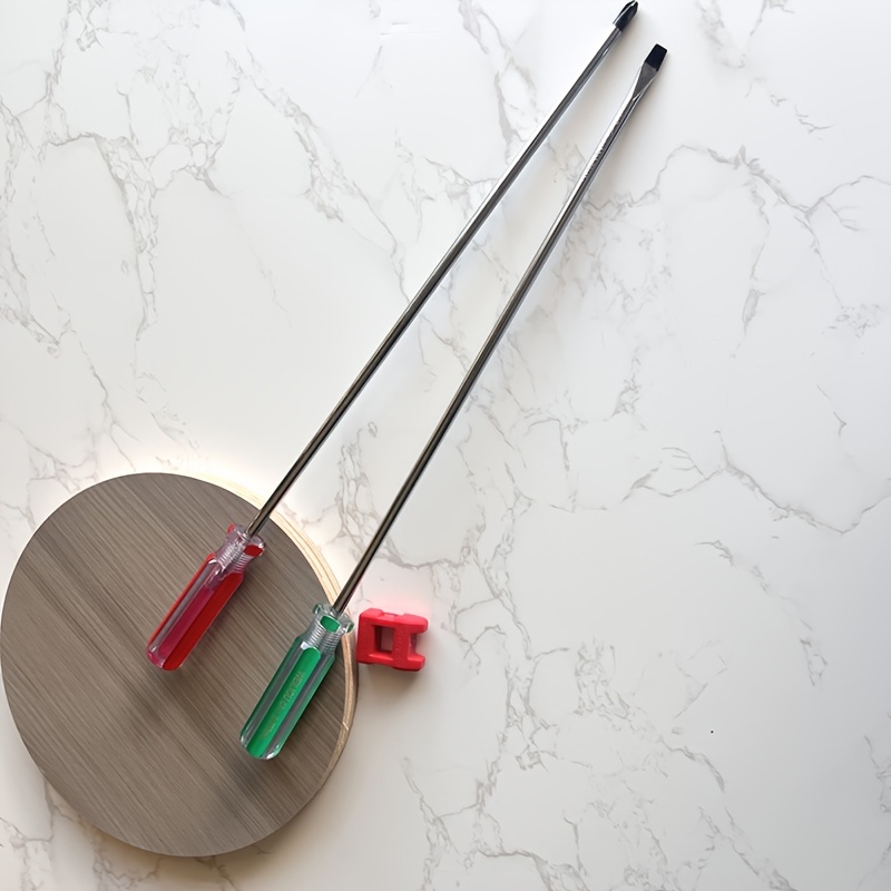 TEMU 2pcs Extended Screwdrivers | 12-inch 300mm Length, 6mm Diameter, Phillips And , Colorful Handle, Includes Red Magnetic Enhancer - Weiligu
