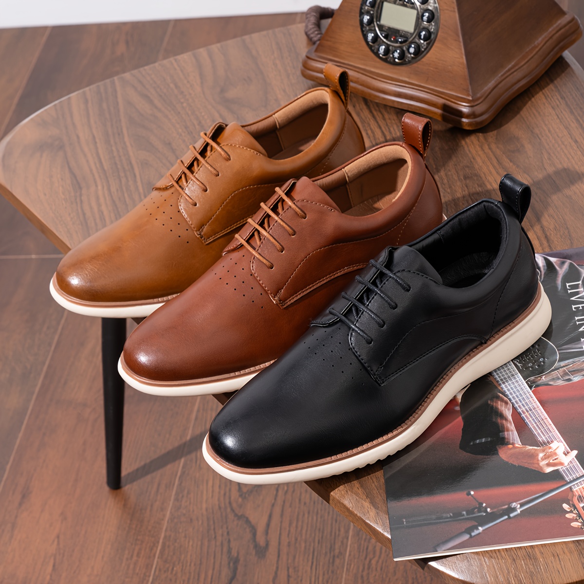 mens formal business oxfords lace derby shoes slip resistant  display picture 1