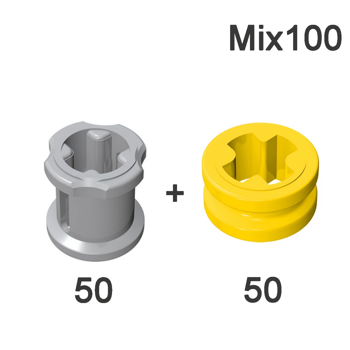 Image of 100 Moc Small Particle Technology Building Block Additions Half Set Cross Shaft Sleeves, Including 1x1 Cross Shaft Sleeves, 32123, 6590