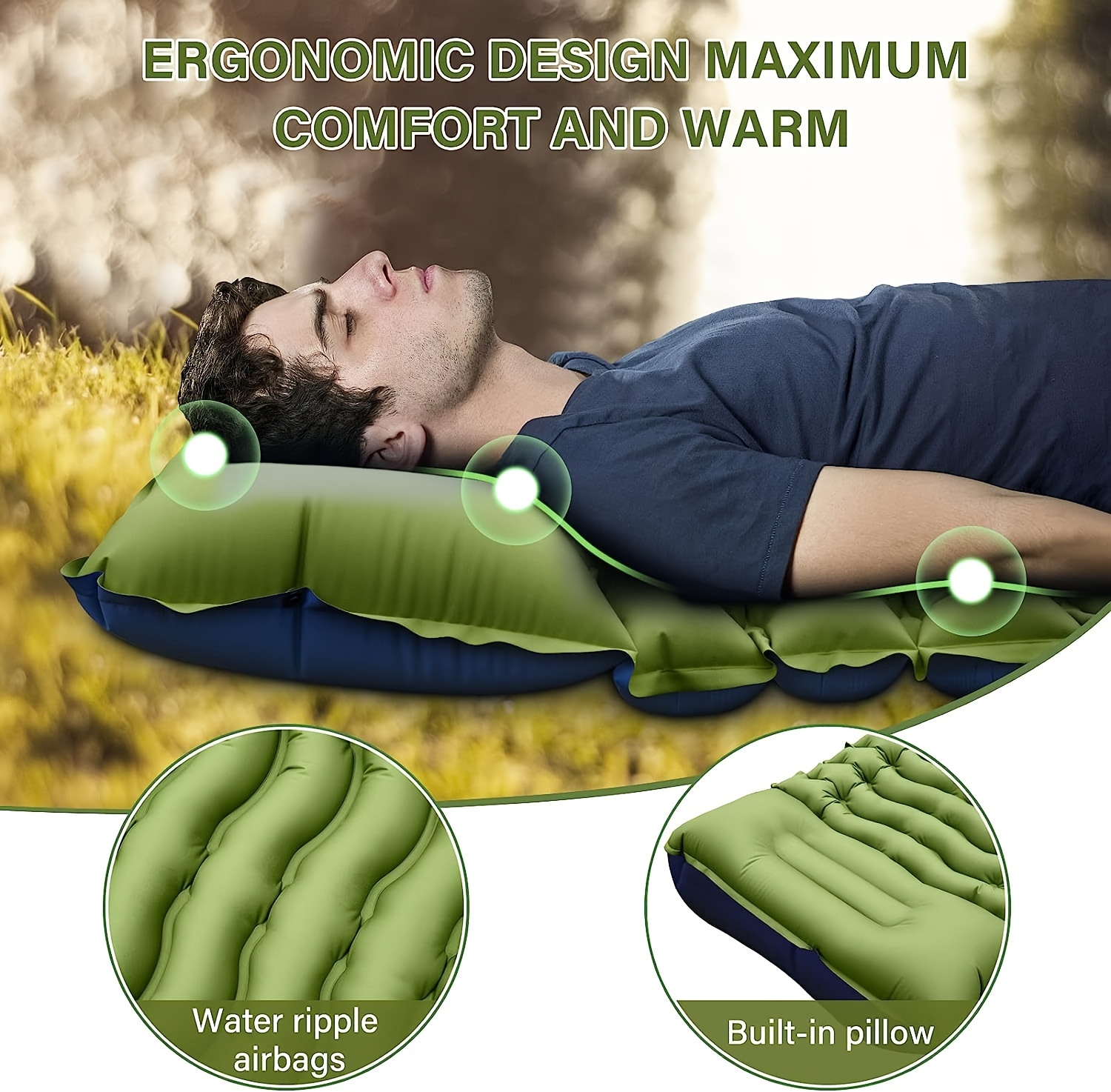 Self Inflating Camping Air Mattress 4 Inch Compact Ultralight Sleeping