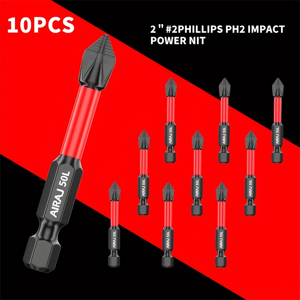 

5/10/20pcs 50mm/1.96 Inch Screwdriver Bit, Strong Magnetic Anti-slip, For Plastic Products, Wood Products, Metal Products In Homes, Factories, Offices, Etc.