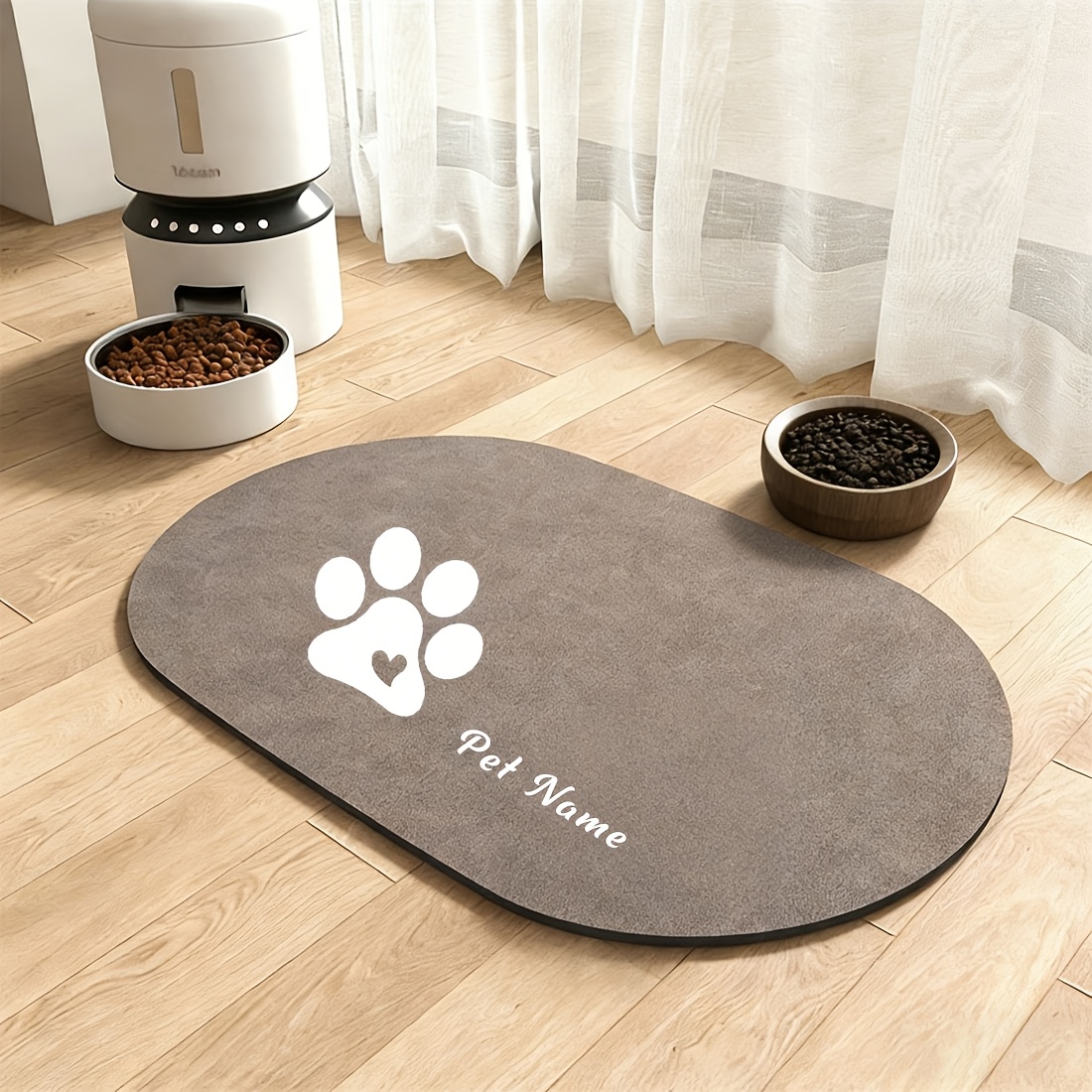 Customized Pet Feeding Mats with Paw Print Design