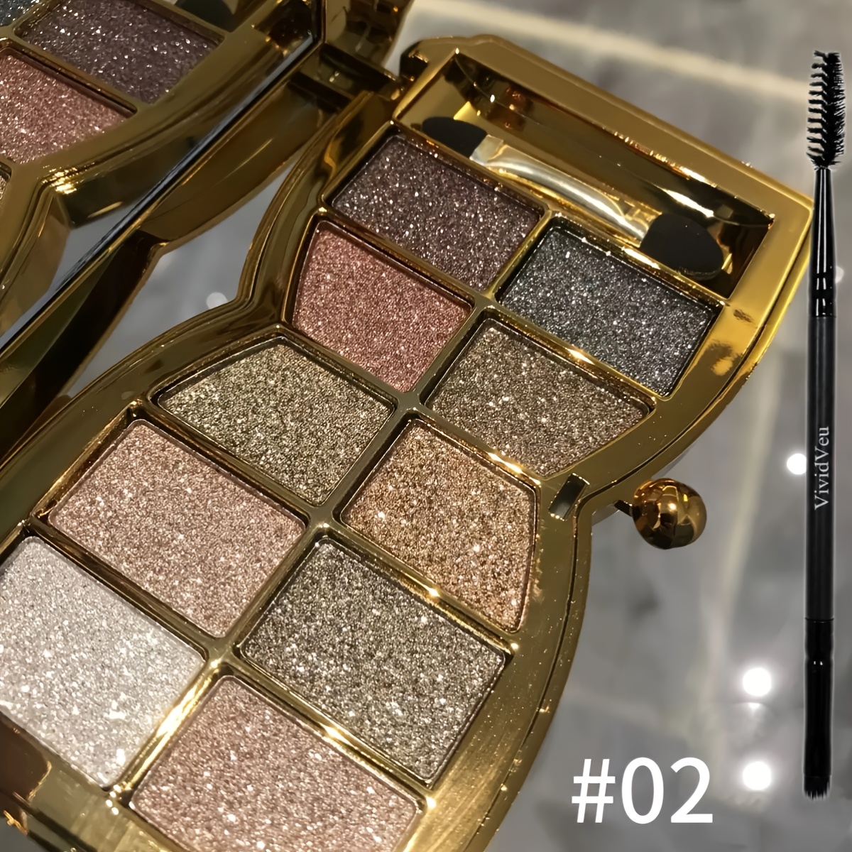 TEMU 10-color Luxury Shimmer Eyeshadow Palette With Brush And Mirror, Matte And Pearlescent Eyeshadow Palette, Long-lasting And Easy-to-apply
