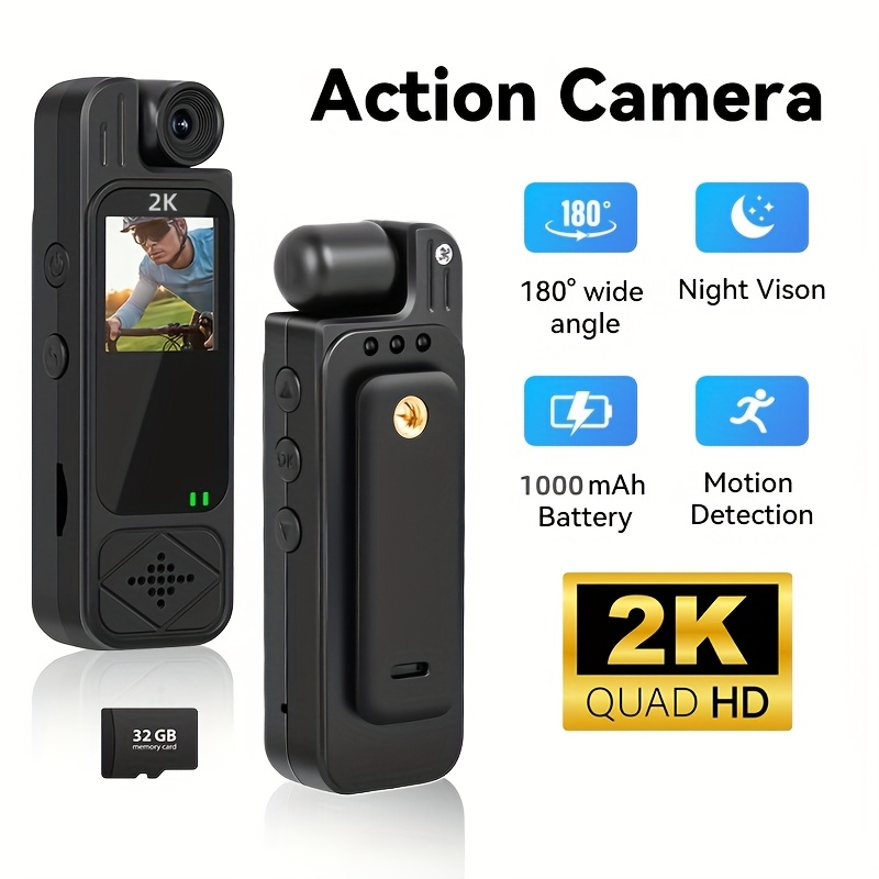 Cámara Corporal Portátil Wearable, Visión Nocturna Detección de  Movimiento de Lente de *° Mini Cámara de Seguridad para el